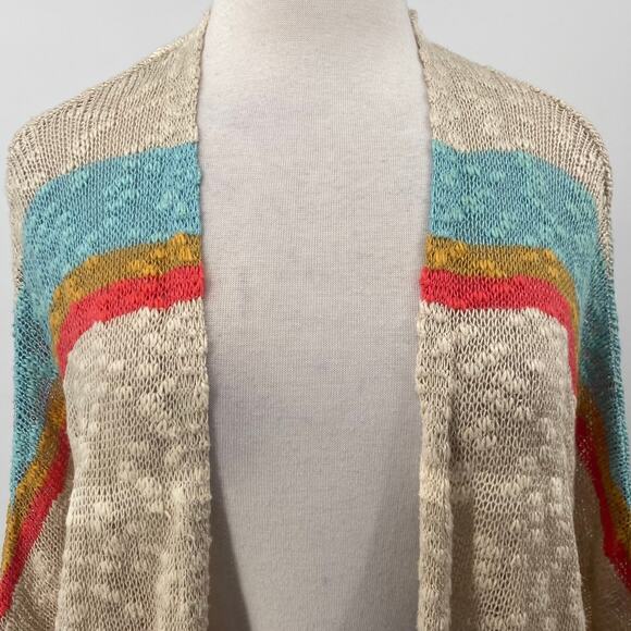 Urban Outfitters BDG Cardigan Striped Dolman Short Sleeves Cotton Beige Womens S - Picture 3 of 8